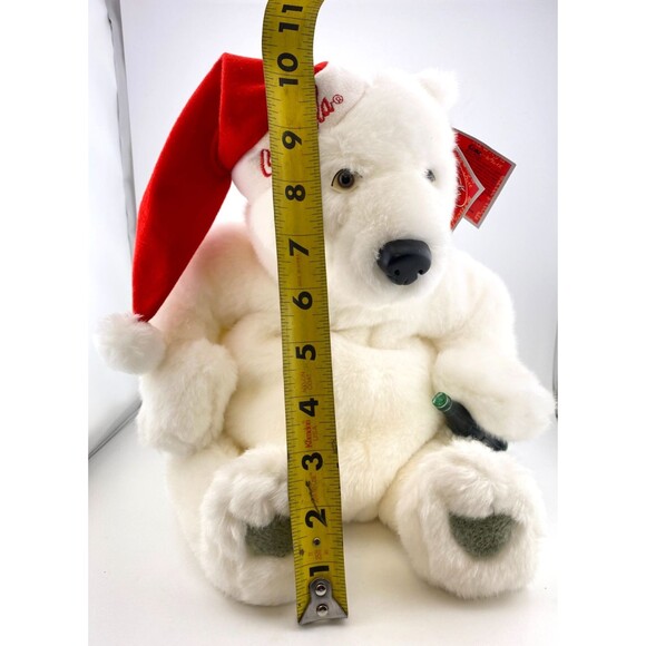Coca Cola Brand 10" Santa Polar Bear Bean Bag Plush Stuffed Animal Bottle w/Tags - Picture 12 of 13